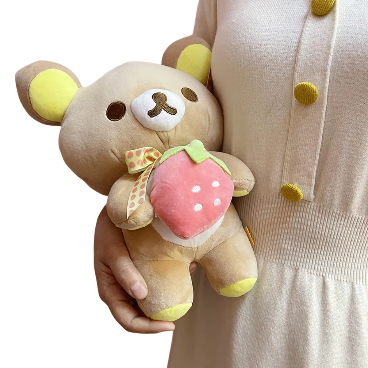 Karikatür Çilek Rilakkuma Peluş Bebek Kawaii Anime Kahverengi Oyuncak Ayı Peluşlar Dolması Sevimli Çift Oyuncak Kız Hediyeler Gibi