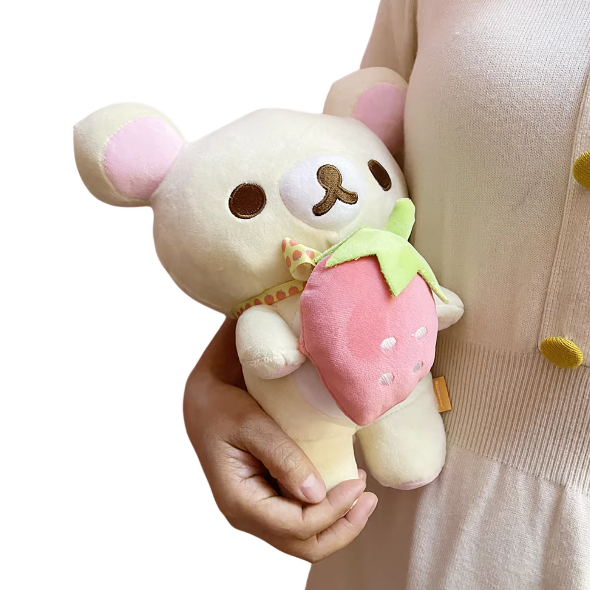 Karikatür Çilek Rilakkuma Peluş Bebek Kawaii Anime Kahverengi Oyuncak Ayı Peluşlar Dolması Sevimli Çift Oyuncak Kız Hediyeler Gibi